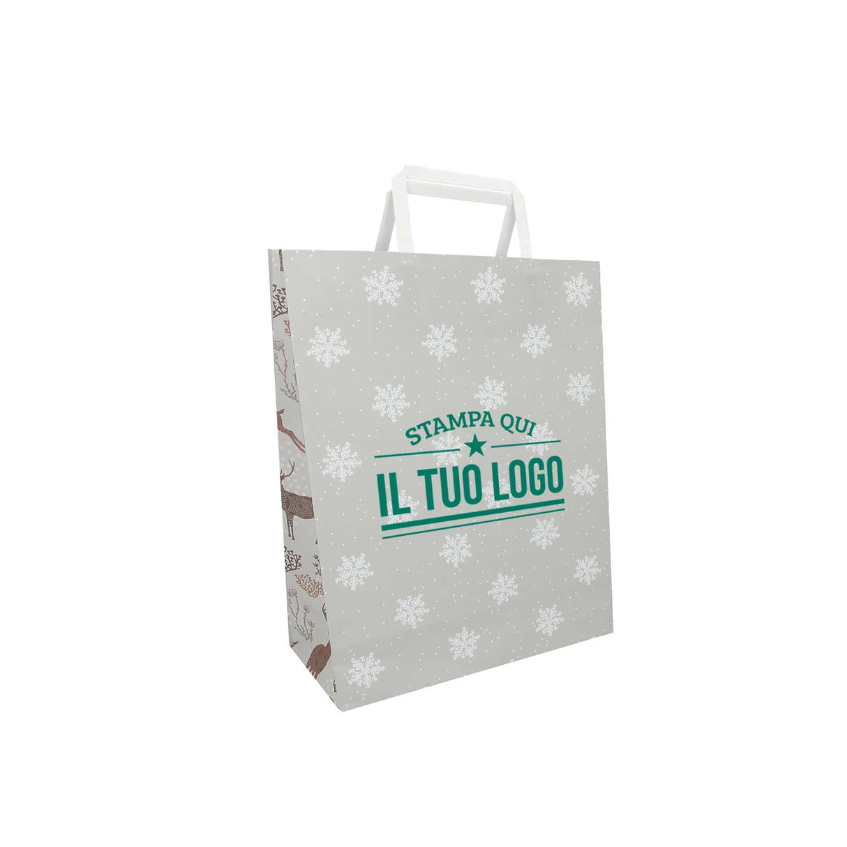 Shopper Carta Personalizzate Fantasia Renne Stampa Serigrafica