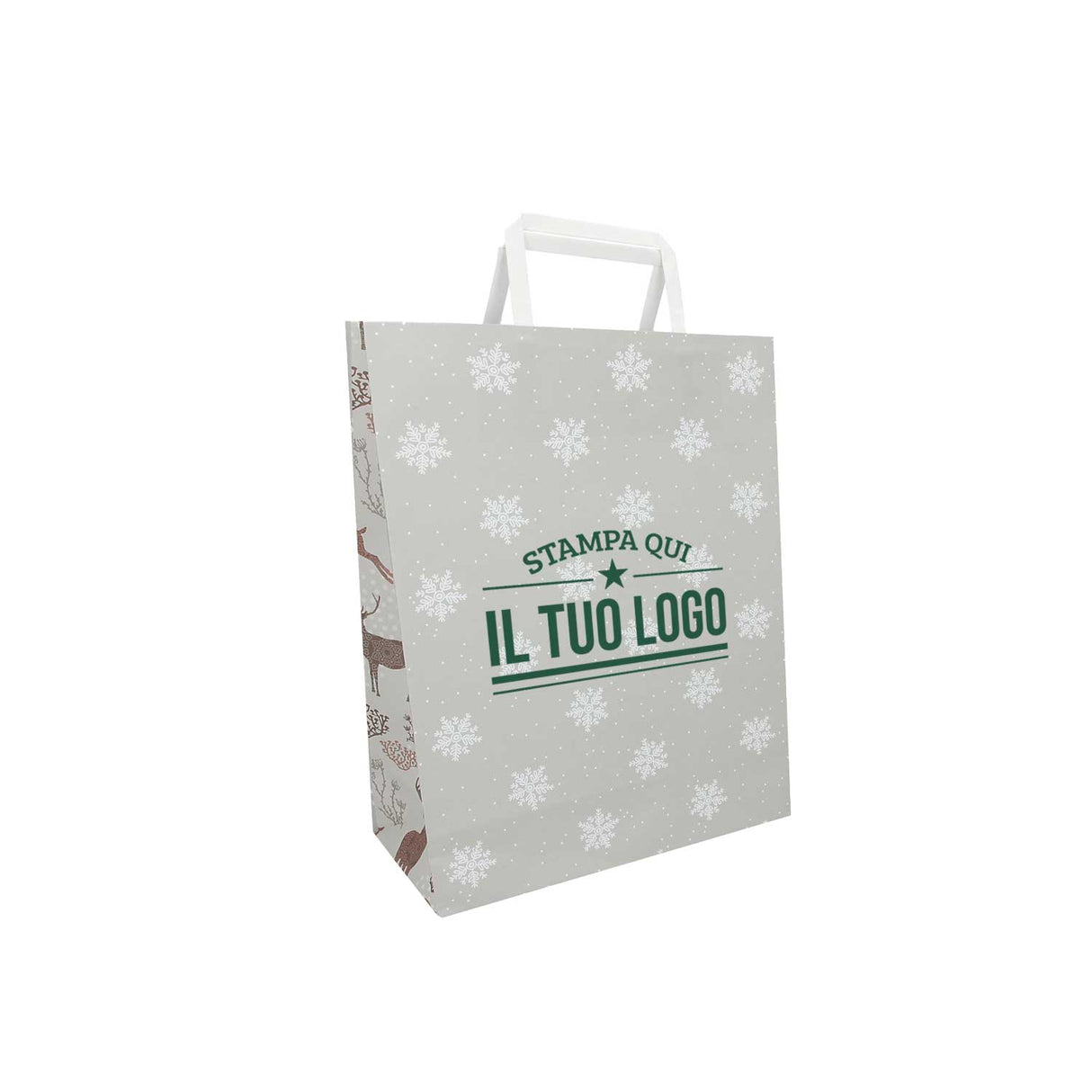 Shopper Carta Personalizzate Fantasia Renne Stampa Serigrafica