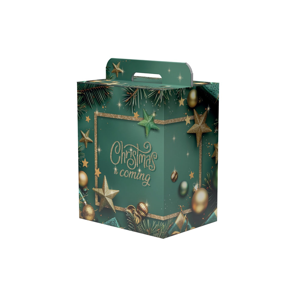 Scatole Natalizie Manigliate Christmas Coming Decori Oro