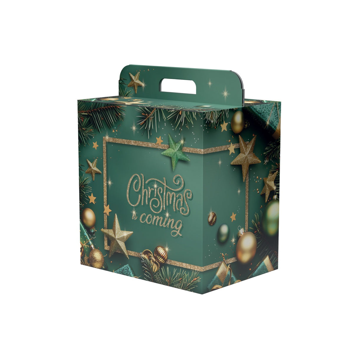 Scatole Natalizie Manigliate Christmas Coming Decori Oro