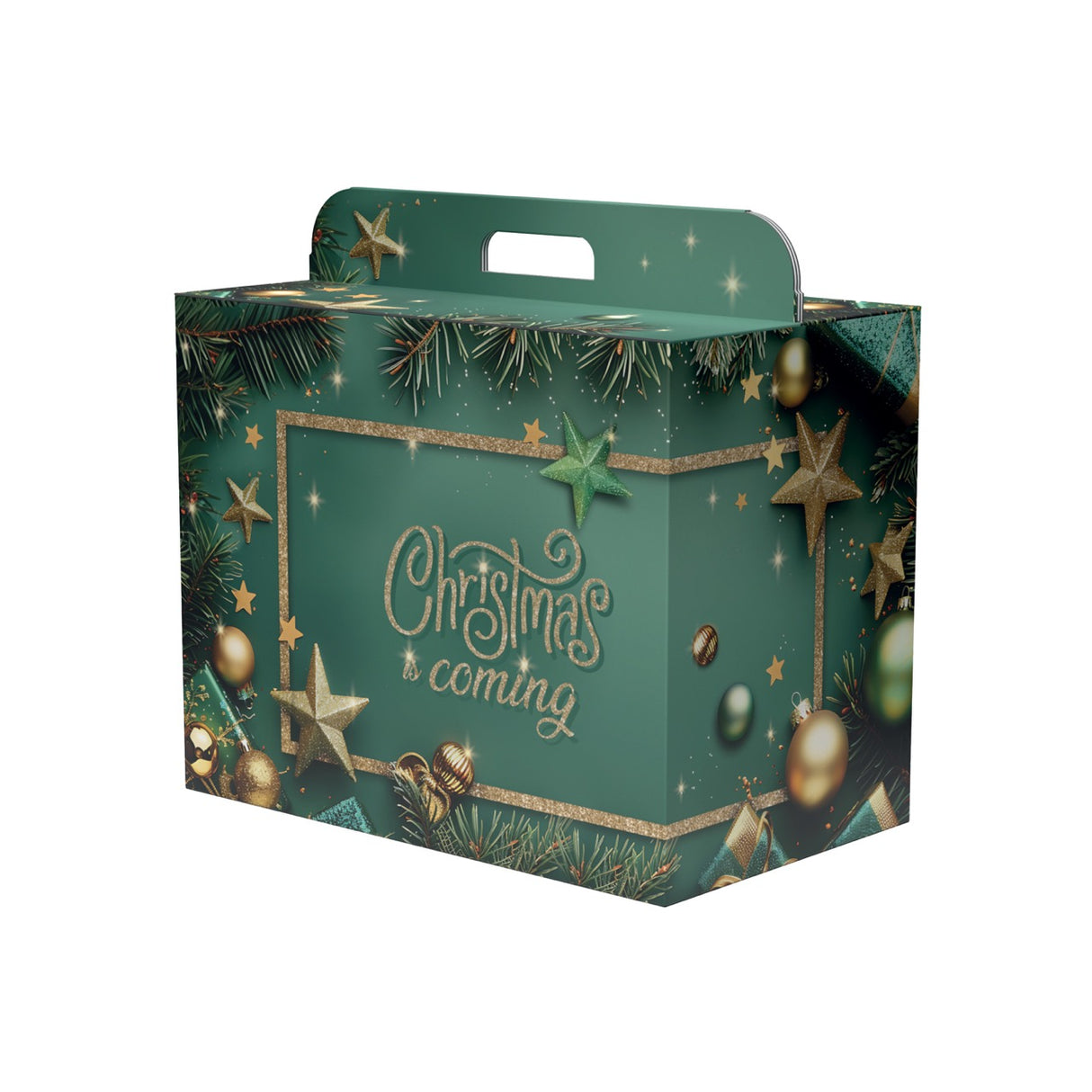 Scatole Natalizie Manigliate Christmas Coming Decori Oro