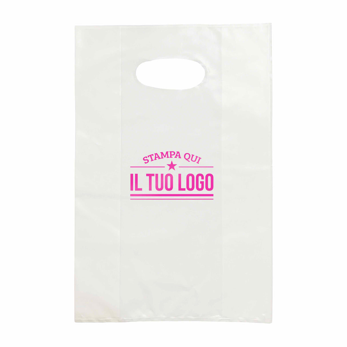 Shopper in Plastica Bianca Personalizzabile