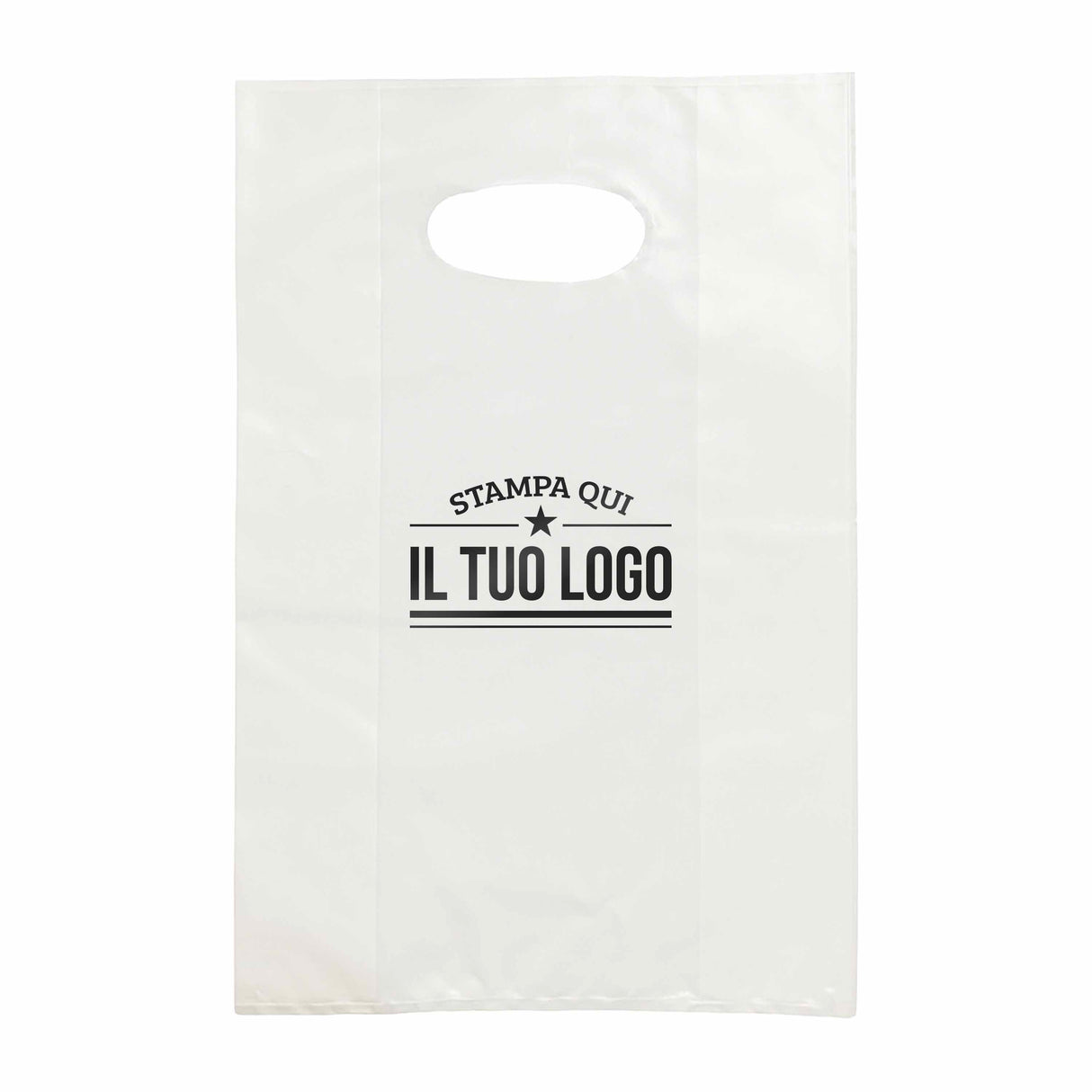 Shopper in Plastica Bianca Personalizzabile