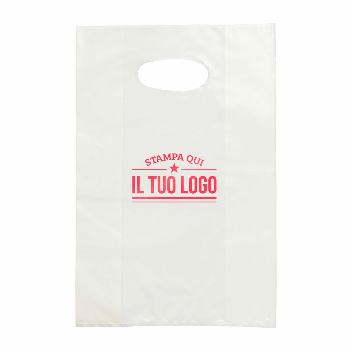 Shopper in Plastica Bianca Personalizzabile