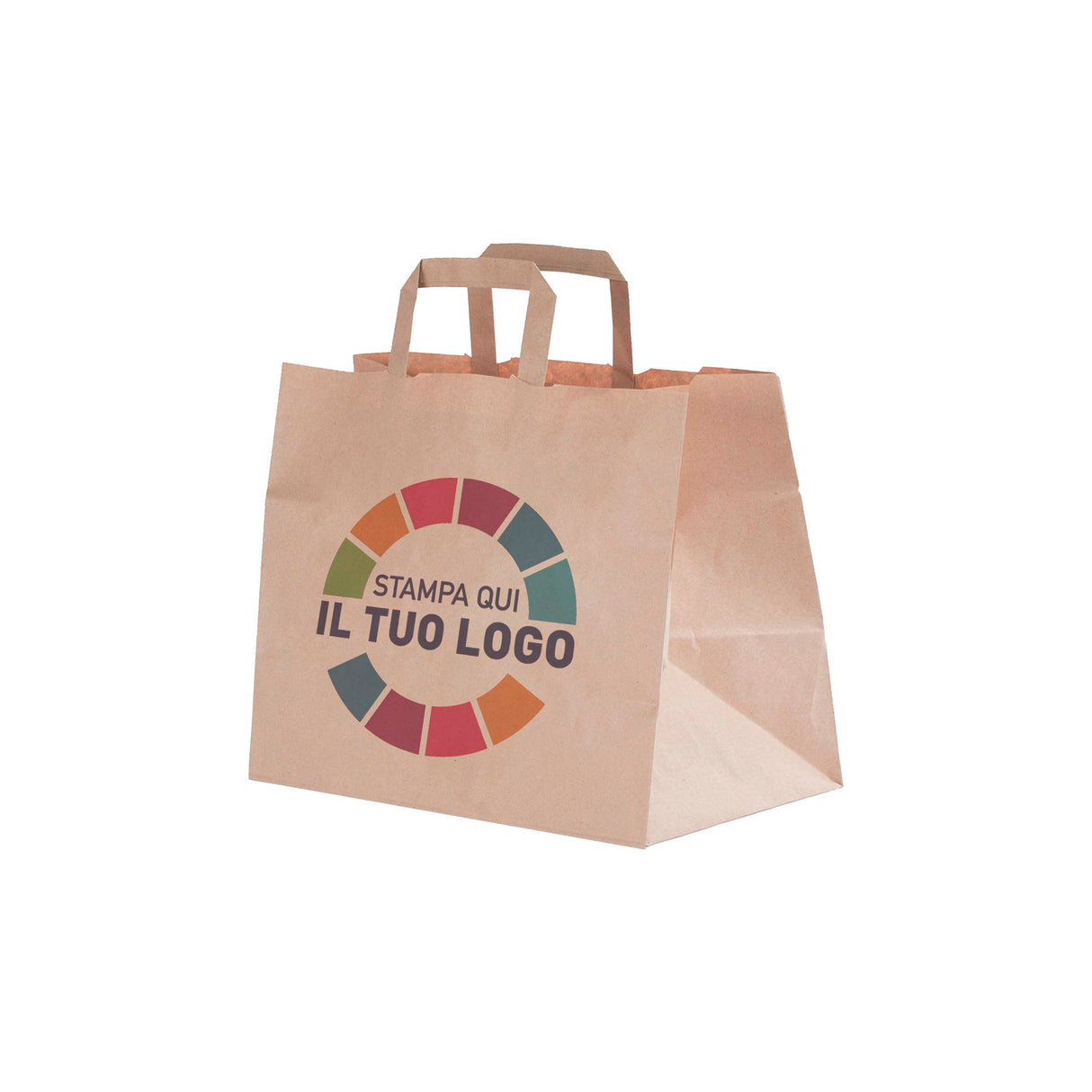 Shopper Carta Food Maniglia piattina Personalizzabile a colori su 1 o 2 lati
