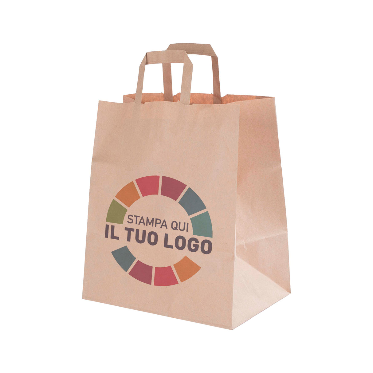 Shopper Carta Food Maniglia piattina Personalizzabile a colori su 1 o 2 lati