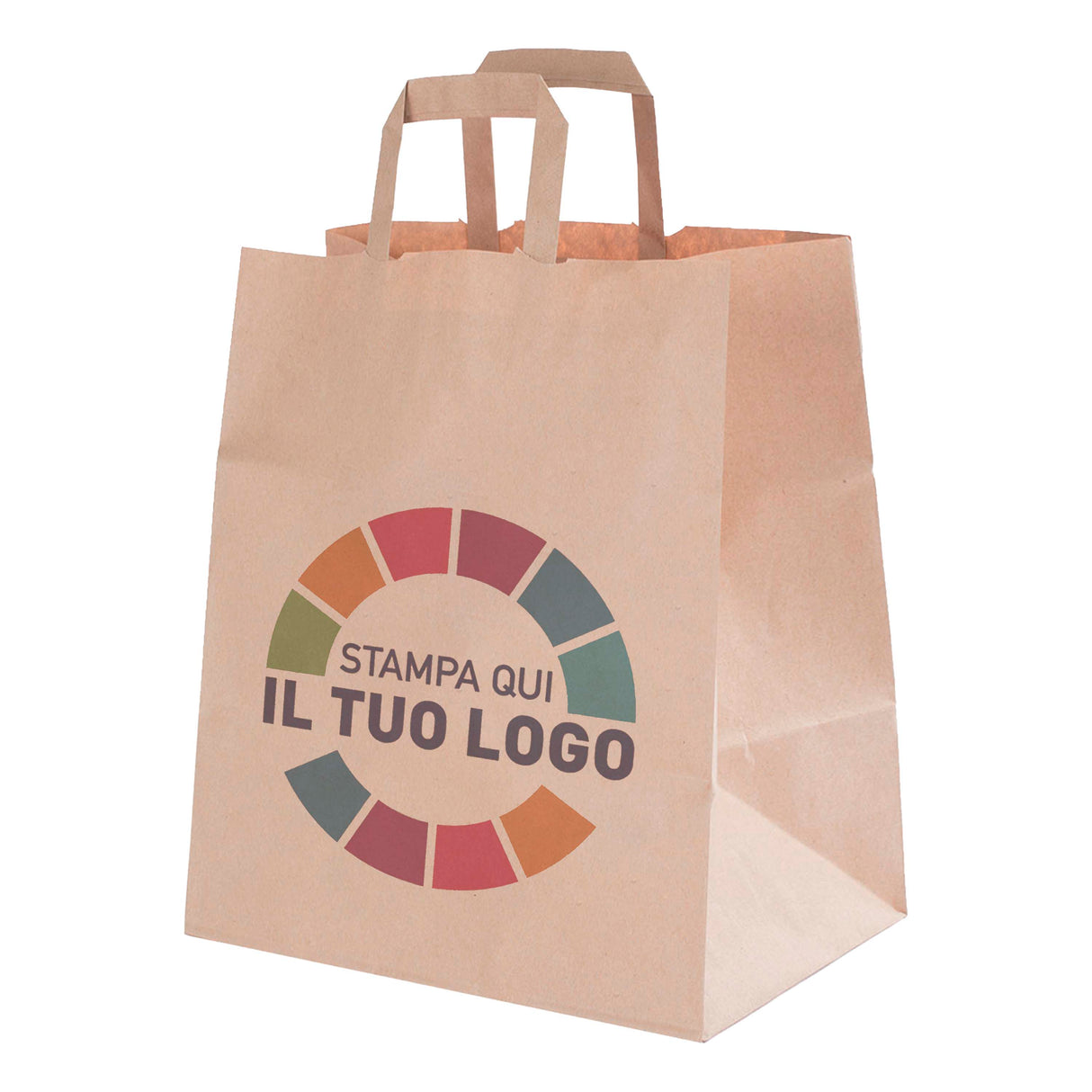 Shopper Carta Food Maniglia piattina Personalizzabile a colori su 1 o 2 lati