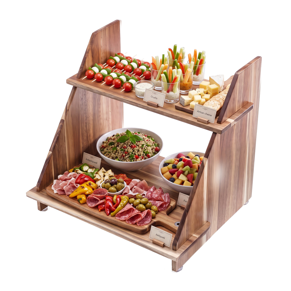 Ensemble de rehausse de buffet démontable en acacia