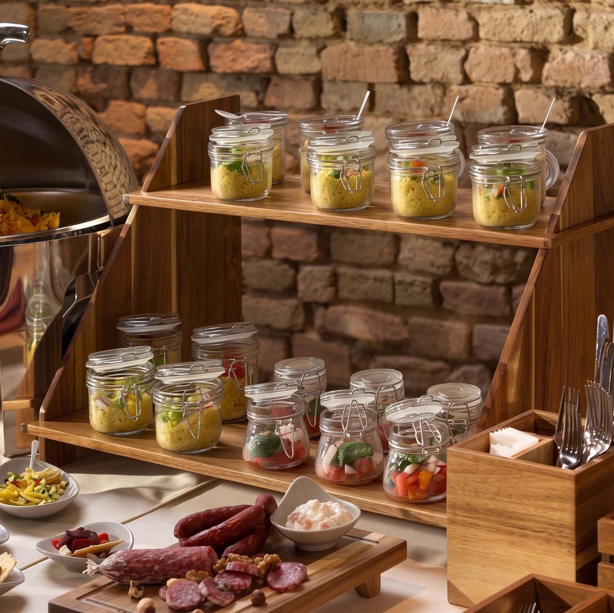Ensemble de rehausse de buffet démontable en acacia