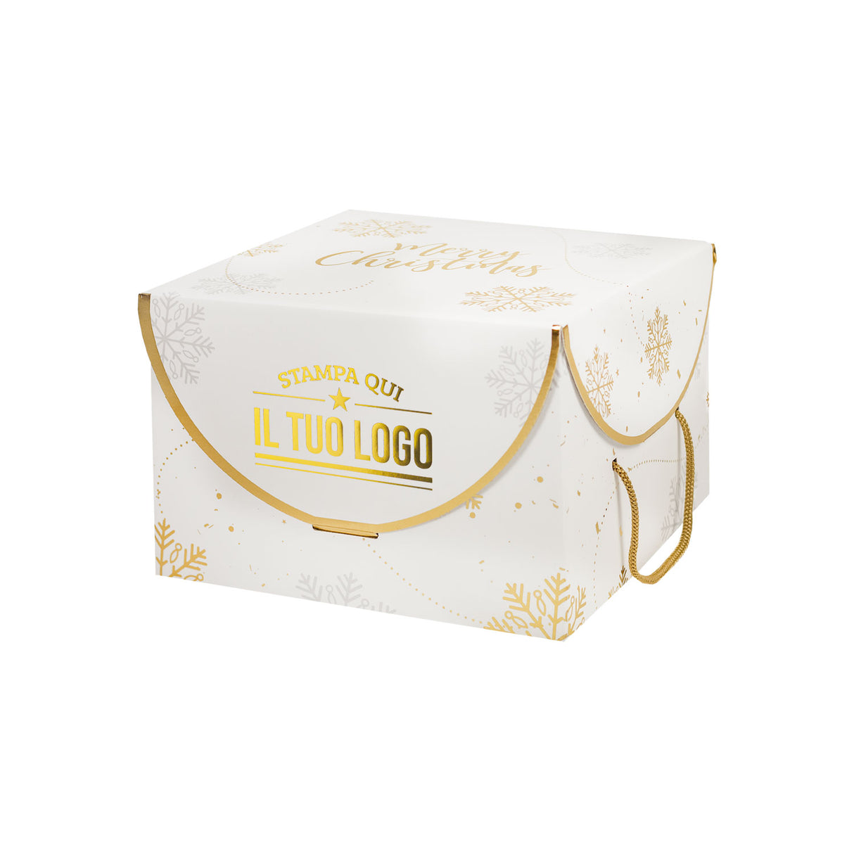 Scatola Portapanettone Fiocco di Neve con cordini Personalizzabile