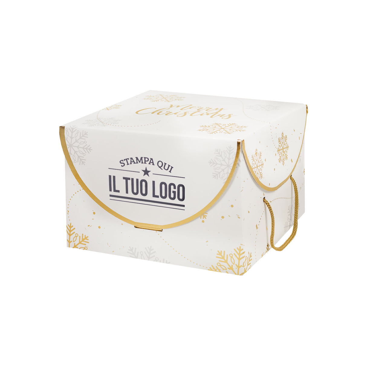 Scatola Portapanettone Fiocco di Neve con cordini Personalizzabile