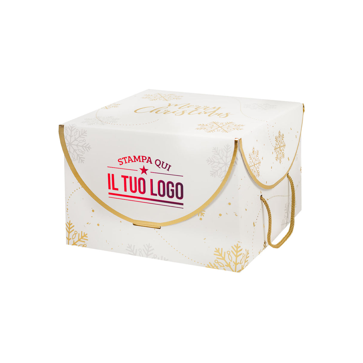 Scatola Portapanettone Fiocco di Neve con cordini Personalizzabile