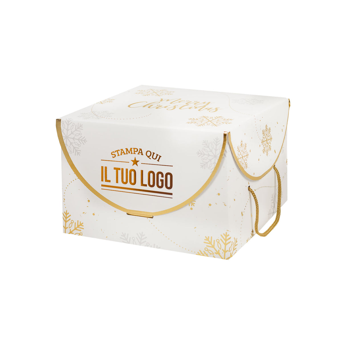 Scatola Portapanettone Fiocco di Neve con cordini Personalizzabile