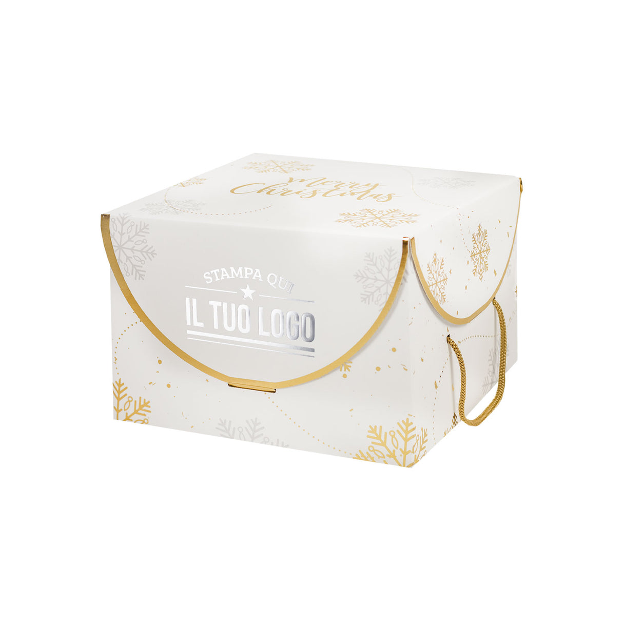Scatola Portapanettone Fiocco di Neve con cordini Personalizzabile