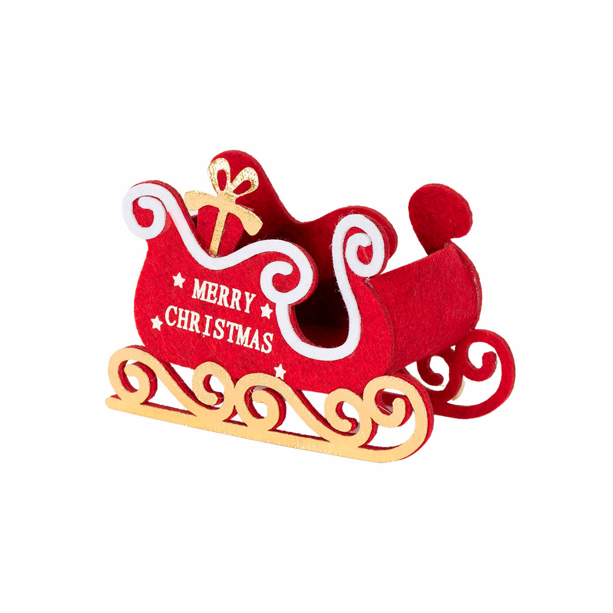 PANIER LUGE EN TISSU ROUGE AVEC L'INSCRIPTION « MERRY CHRISTMAS »