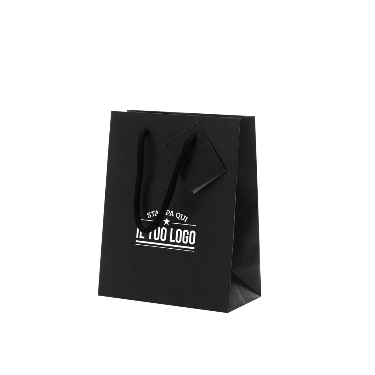 Shopper Carta Lusso Verticale Nera Personalizzata