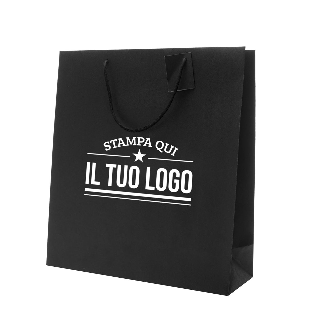 Shopper Carta Lusso Verticale Nera Personalizzata