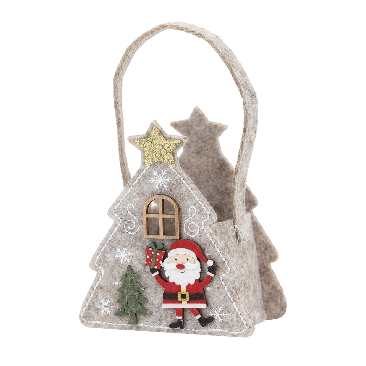 CESTINO PANNO GRIGIO ALBERO CON BABBO E RENNA