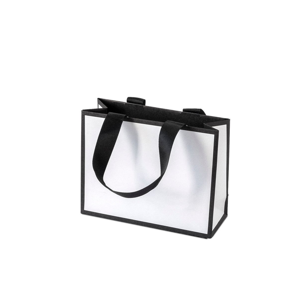 Shopper Carta Lusso Black Frame con Manici in Nastro Gros Grain