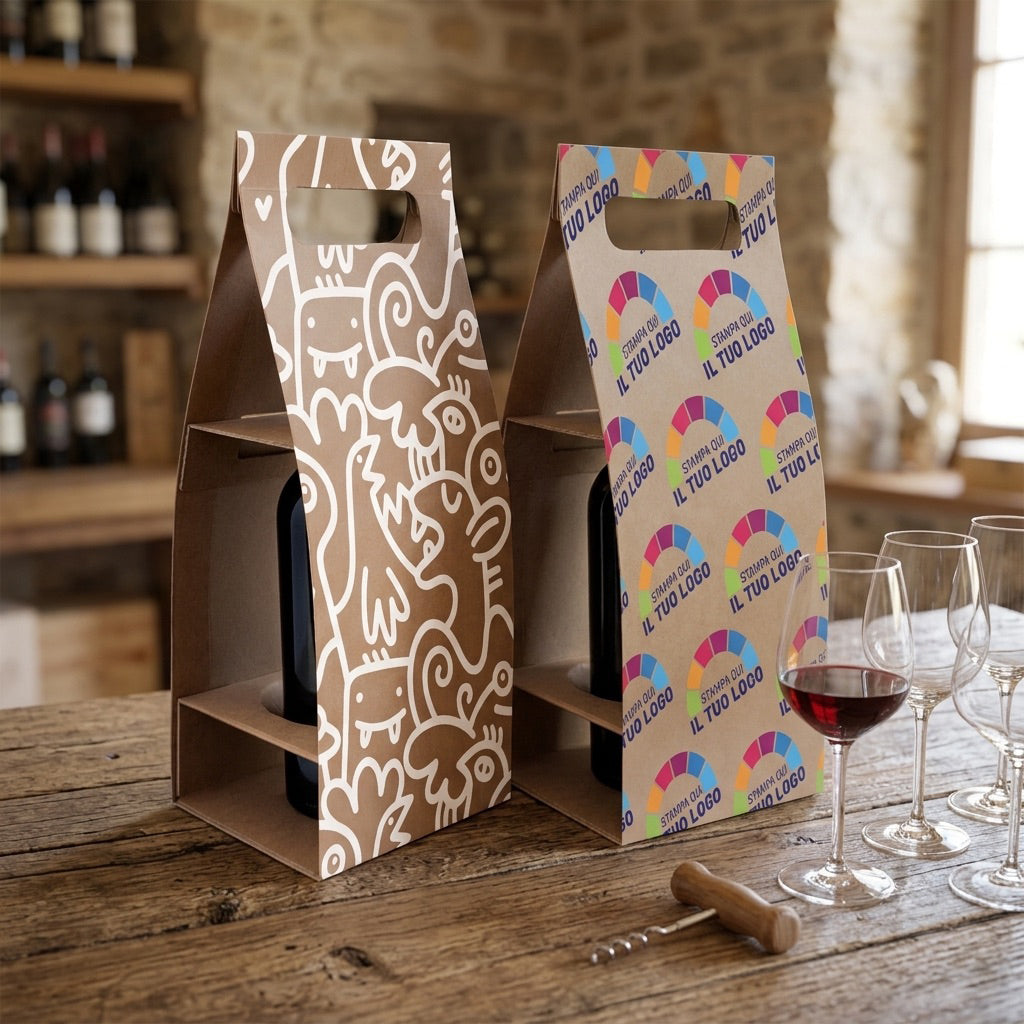 Shopper portabottiglie design personalizzabile a colori
