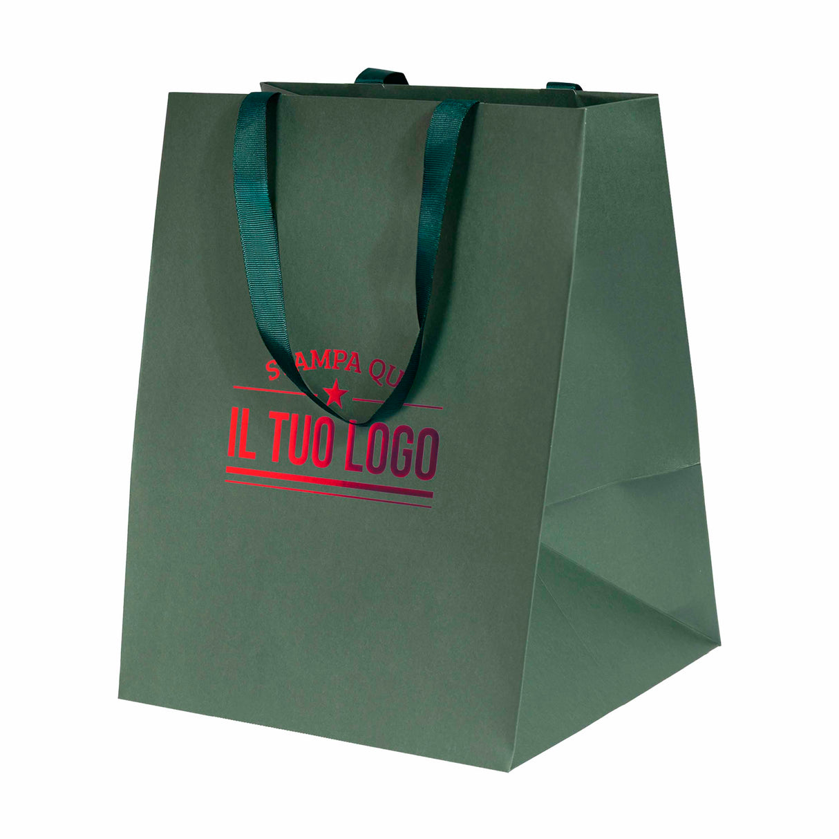 Shopper Carta Elegance manico Gros Grain Fondo Largo Personalizzabile a Caldo