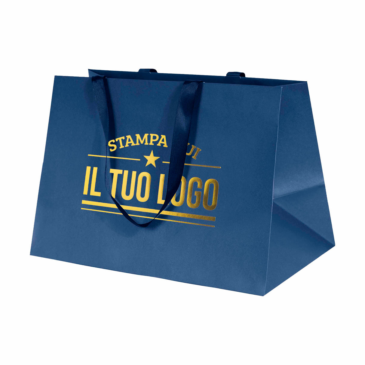 Shopper Carta Elegance manico Gros Grain Fondo Largo Personalizzabile a Caldo