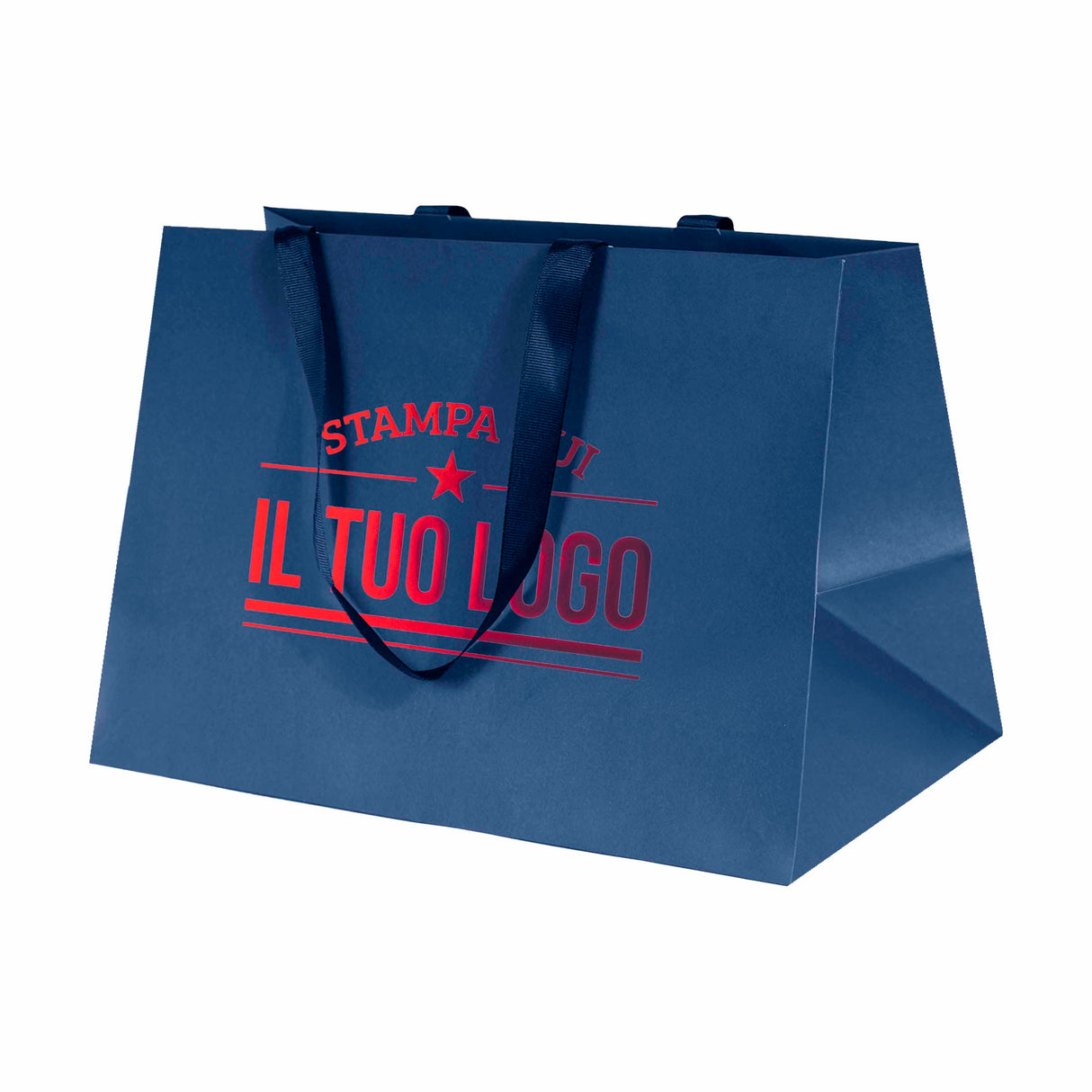 Shopper Carta Elegance manico Gros Grain Fondo Largo Personalizzabile a Caldo