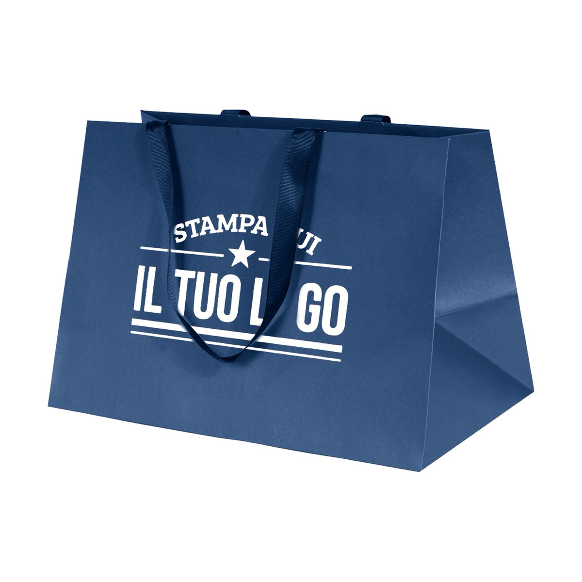 Shopper Carta Elegance manico Gros Grain Fondo Largo Personalizzabile a Caldo