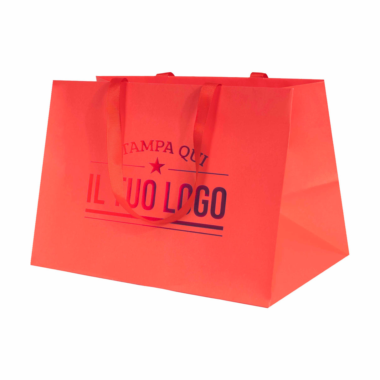 Shopper Carta Elegance manico Gros Grain Fondo Largo Personalizzabile a Caldo