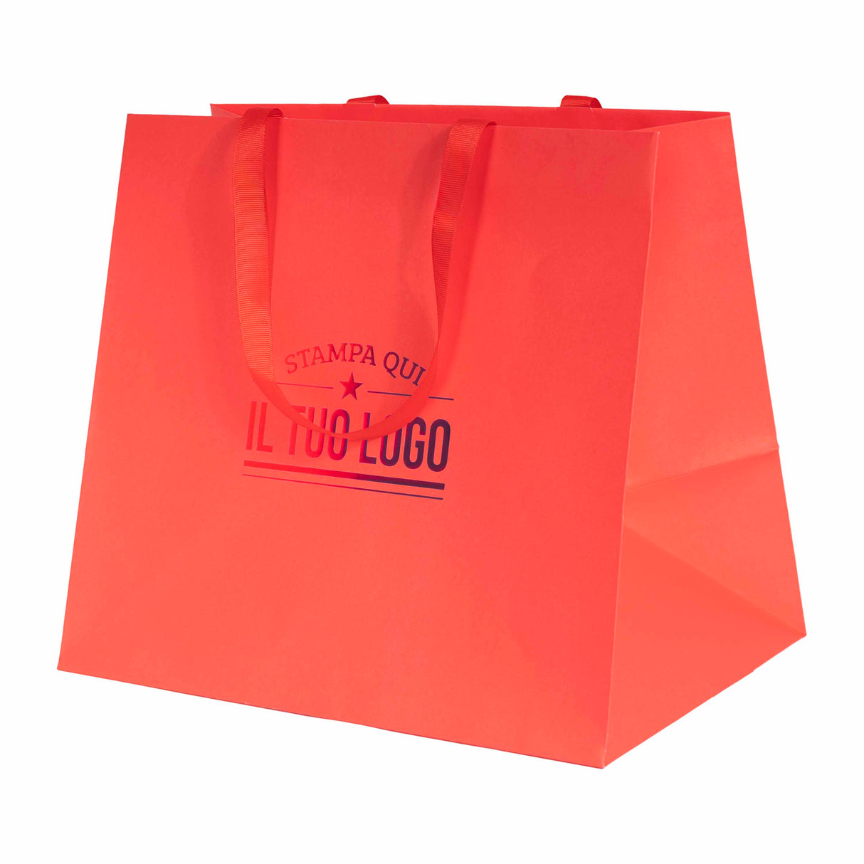 Shopper Carta Elegance manico Gros Grain Fondo Largo Personalizzabile a Caldo