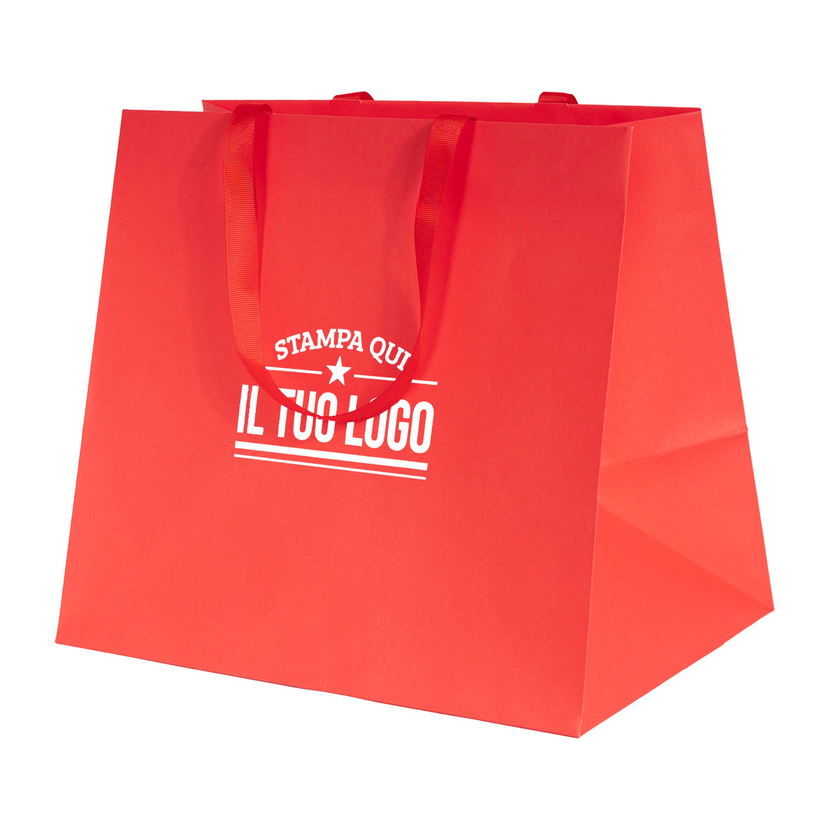 Shopper Carta Elegance manico Gros Grain Fondo Largo Personalizzabile a Caldo