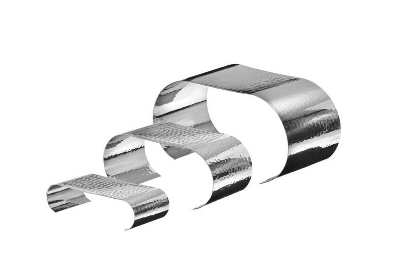 Set 3 alzatine in acciaio martellato finitura