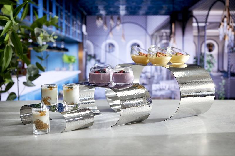 Set 3 alzatine in acciaio martellato finitura