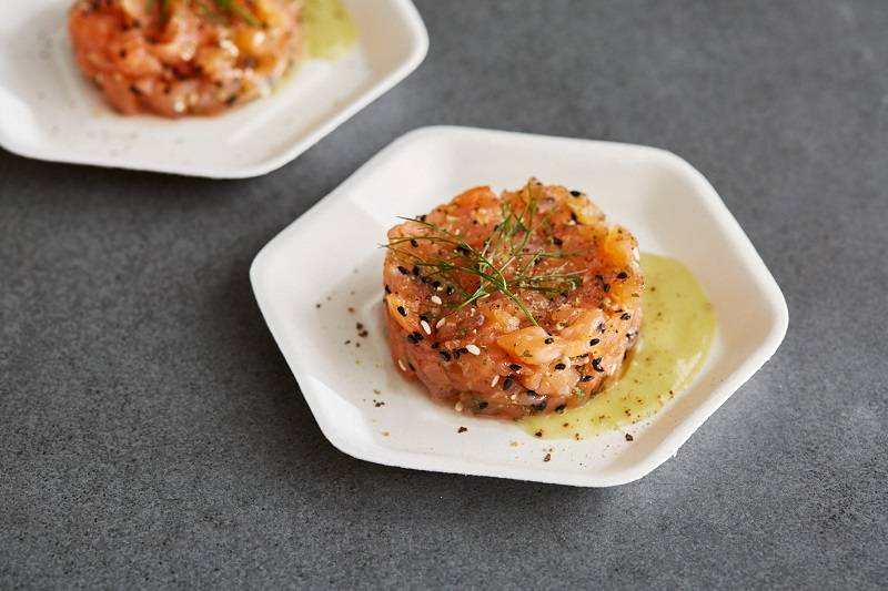 Piattino esagonale Finger Food in polpa di celullosa