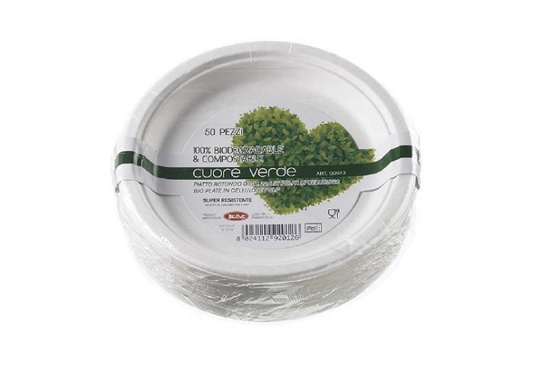 Piatto bio rotondo in polpa di cellulosa compostabile