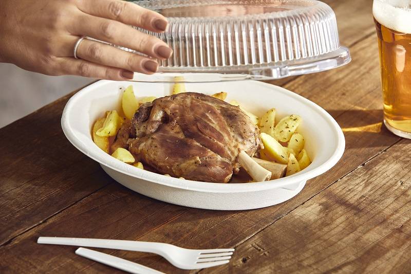 Piatto fondo ovale in polpa di cellulosa biodegradabile