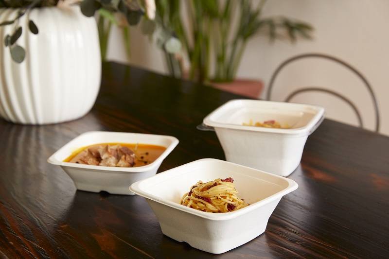 Contenitore quadrato take away in polpa di cellulosa