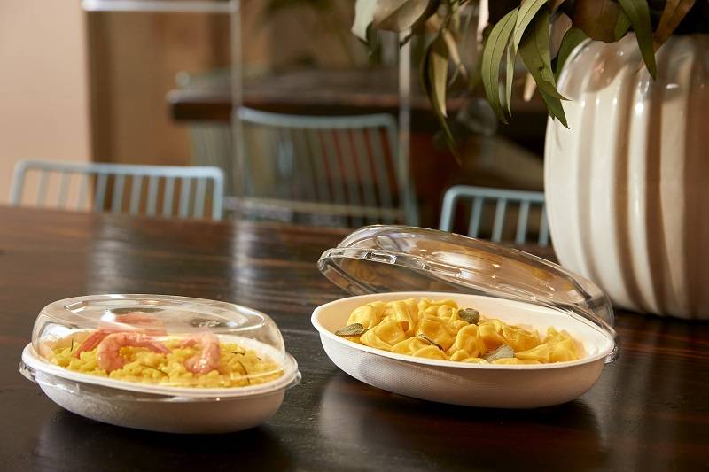 Contenitore ovale take away in polpa di cellulosa