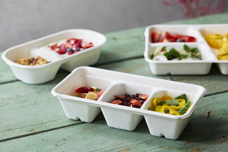 Vaschetta tre scomparti in polpa di cellulosa