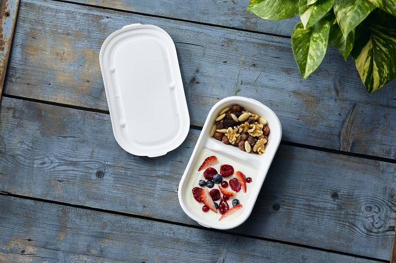 Vaschetta ovale a 2 scomparti in polpa di cellulosa