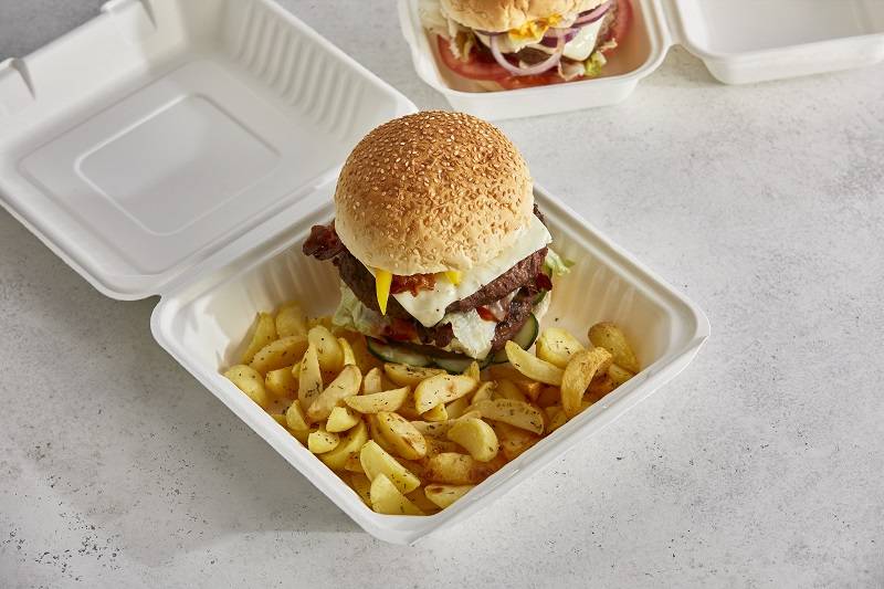 Hamburger box in polpa di cellulosa biodegradabile