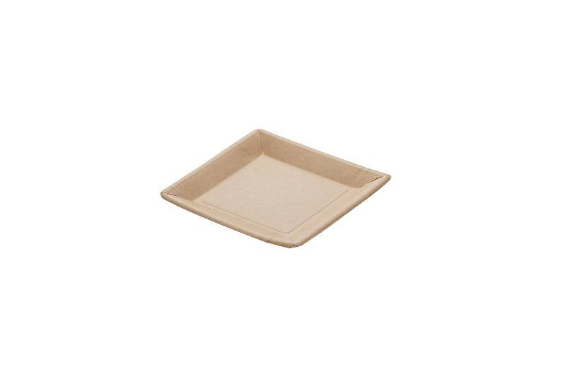 Piatto quadrato in cartoncino kraft biodegradabile