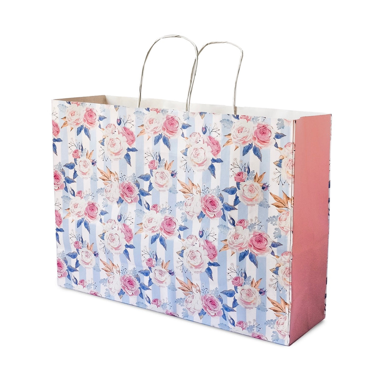 Shopper Carta Fantasia Rose Shabby Chic Manico in Cordino