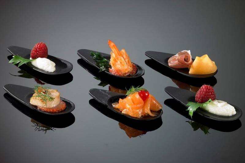 Conchiglia finger food in bamboo a cucchiaio