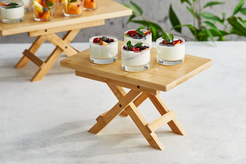 Stand buffet bamboo con gambe richiudbili