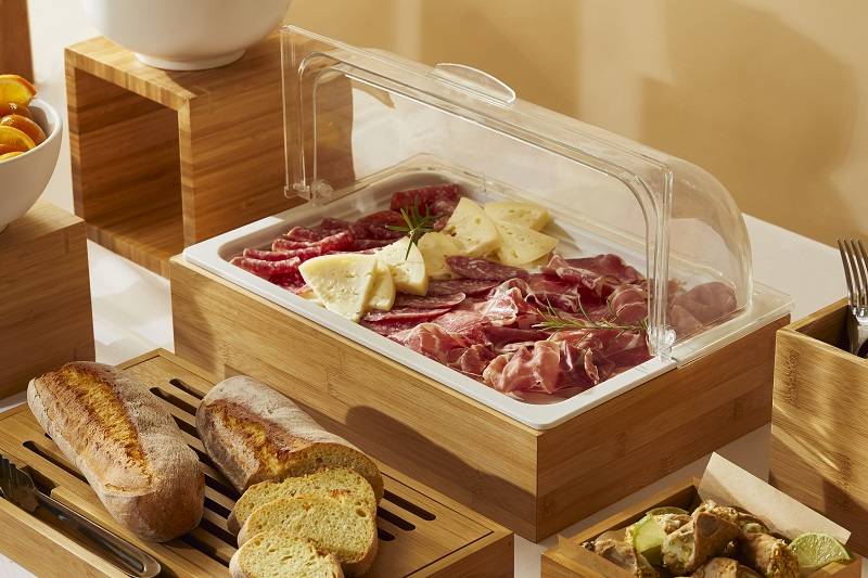 Set 5 pz Espositore bamboo completo