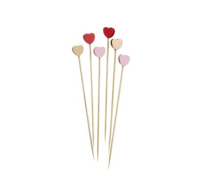 Spiedi in bamboo Cuore colori assortiti