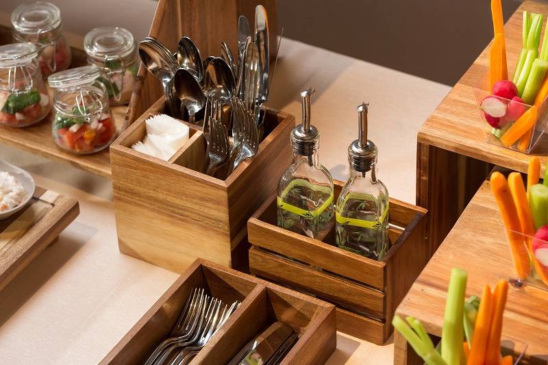 Cassettina per condimenti due scomparti in acacia