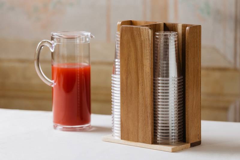 Portabicchieri in acacia 2 scomparti