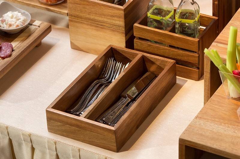 Portabustine e Portaposate Duo in Acacia